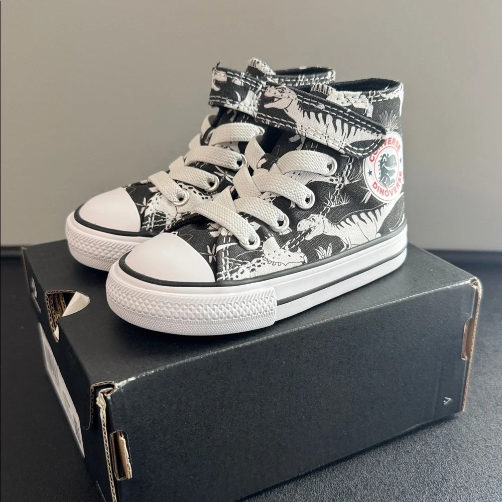 Converse Black & White Dino Dinoverse High Top Sneakers Toddler Size 5 New NIB